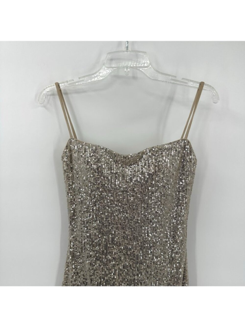 LA FEMME mini dress silver sequins 2 party girls night out vegas club bodycon - Picture 3 of 9